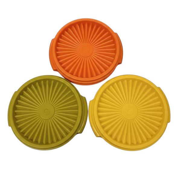 VTG Tupperware Servalier Bowls #886 w/lids Set of 3 - Yellow, Orange, Avocado - Picture 2 of 4